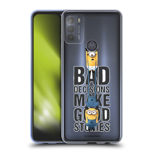 Despicable Me Funny Minions Bad Decisions Soft Gel Case for Motorola Moto G50