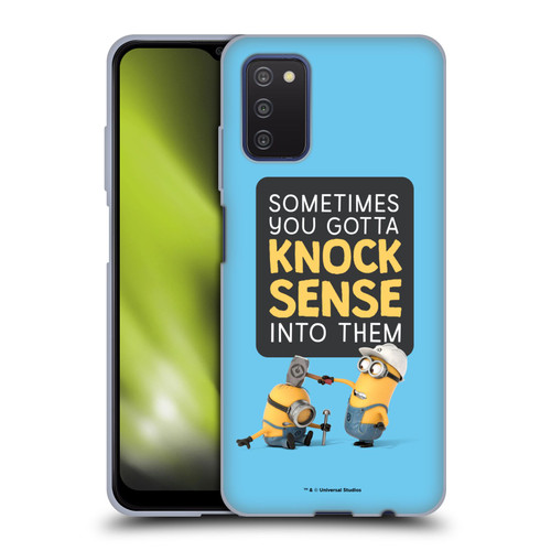 Despicable Me Funny Minions Knock Sense Soft Gel Case for Samsung Galaxy A03s (2021)