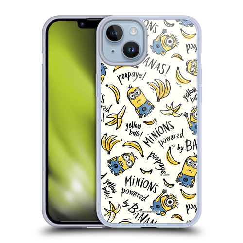 Despicable Me Minion Graphics Banana Doodle Pattern Soft Gel Case for Apple iPhone 14 Plus