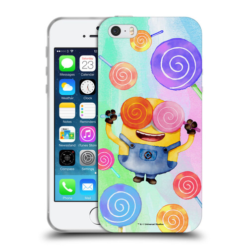 Despicable Me Watercolour Minions Bob Lollipop Soft Gel Case for Apple iPhone 5 / 5s / iPhone SE 2016