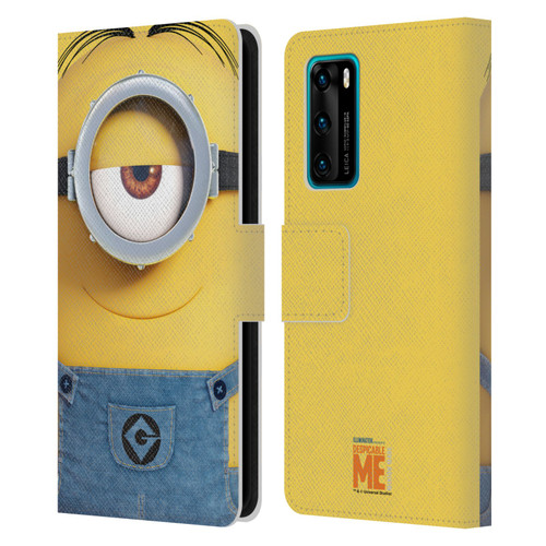 Despicable Me Full Face Minions Stuart Leather Book Wallet Case Cover For Huawei P40 5G