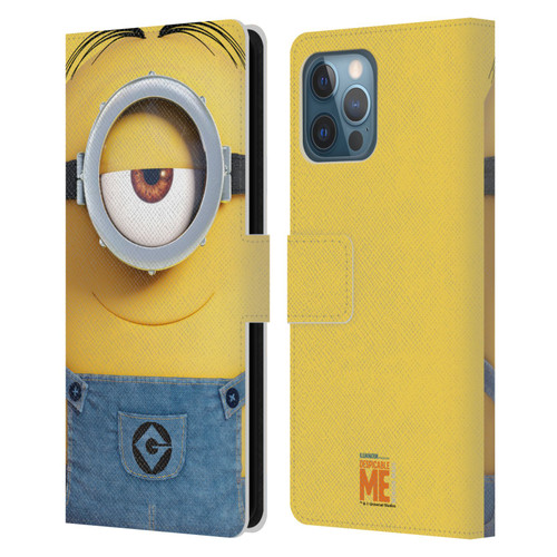 Despicable Me Full Face Minions Stuart Leather Book Wallet Case Cover For Apple iPhone 12 Pro Max