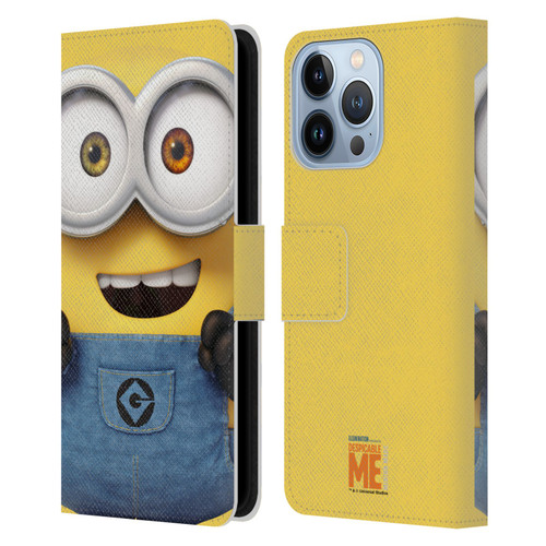 Despicable Me Full Face Minions Bob Leather Book Wallet Case Cover For Apple iPhone 13 Pro