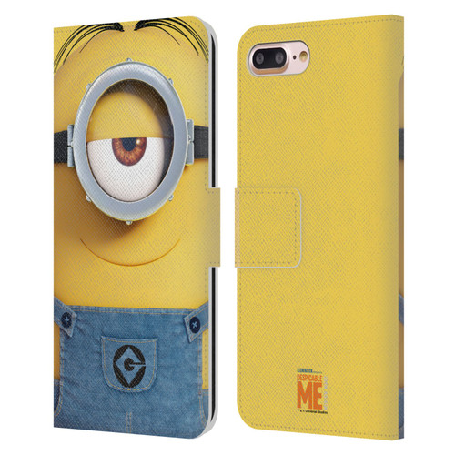 Despicable Me Full Face Minions Stuart Leather Book Wallet Case Cover For Apple iPhone 7 Plus / iPhone 8 Plus