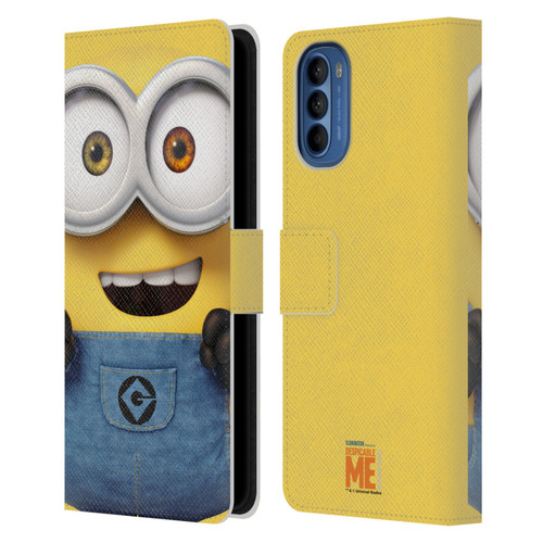 Despicable Me Full Face Minions Bob Leather Book Wallet Case Cover For Motorola Moto G41