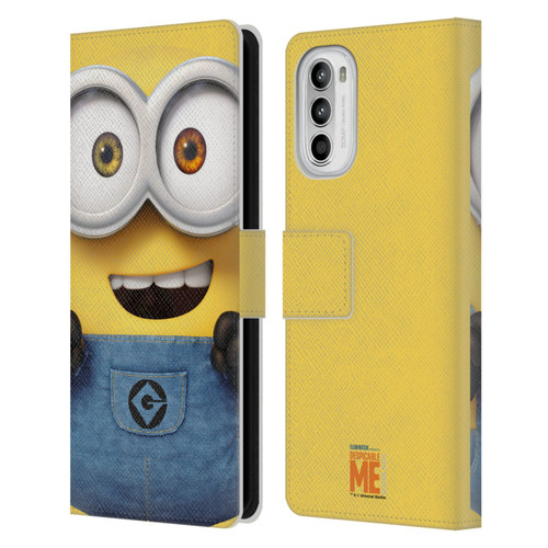 Despicable Me Full Face Minions Bob Leather Book Wallet Case Cover For Motorola Moto G52
