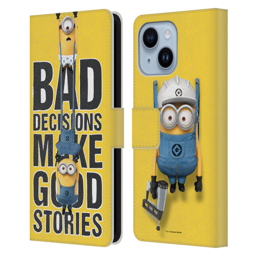Despicable Me Funny Minions Bad Decisions Leather Book Wallet Case Cover For Apple iPhone 14 Plus