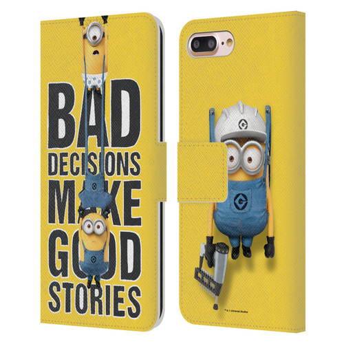 Despicable Me Funny Minions Bad Decisions Leather Book Wallet Case Cover For Apple iPhone 7 Plus / iPhone 8 Plus