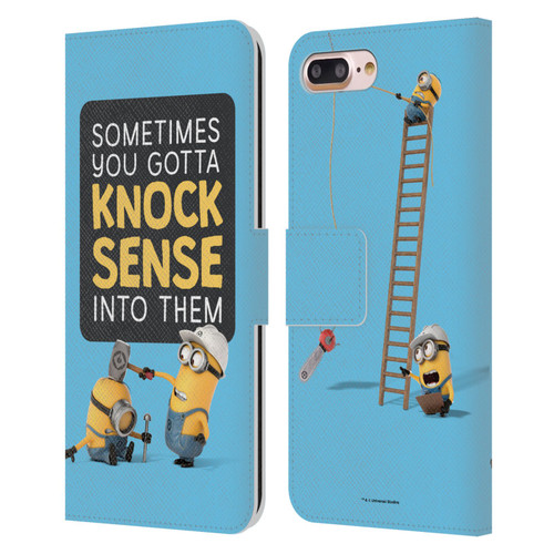 Despicable Me Funny Minions Knock Sense Leather Book Wallet Case Cover For Apple iPhone 7 Plus / iPhone 8 Plus