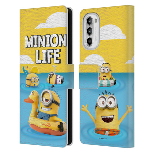 Despicable Me Funny Minions Beach Life Leather Book Wallet Case Cover For Motorola Moto G52