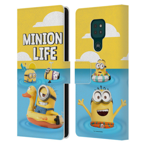 Despicable Me Funny Minions Beach Life Leather Book Wallet Case Cover For Motorola Moto G9 Play