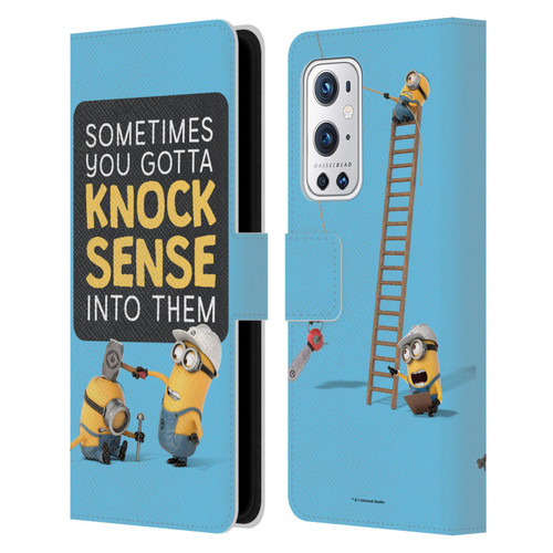 Despicable Me Funny Minions Knock Sense Leather Book Wallet Case Cover For OnePlus 9 Pro