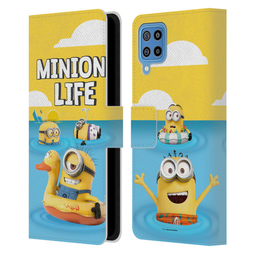 Despicable Me Funny Minions Beach Life Leather Book Wallet Case Cover For Samsung Galaxy F22 (2021)