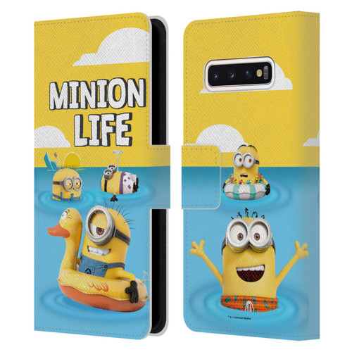 Despicable Me Funny Minions Beach Life Leather Book Wallet Case Cover For Samsung Galaxy S10