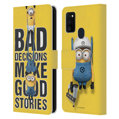 Despicable Me Funny Minions Bad Decisions Leather Book Wallet Case Cover For Samsung Galaxy M30s (2019)/M21 (2020)