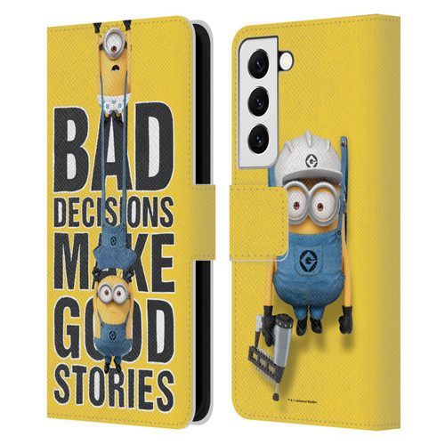 Despicable Me Funny Minions Bad Decisions Leather Book Wallet Case Cover For Samsung Galaxy S22 5G