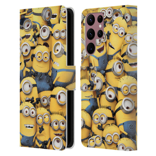 Despicable Me Funny Minions Pattern Leather Book Wallet Case Cover For Samsung Galaxy S22 Ultra 5G