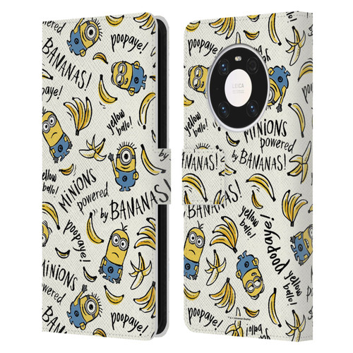 Despicable Me Minion Graphics Banana Doodle Pattern Leather Book Wallet Case Cover For Huawei Mate 40 Pro 5G