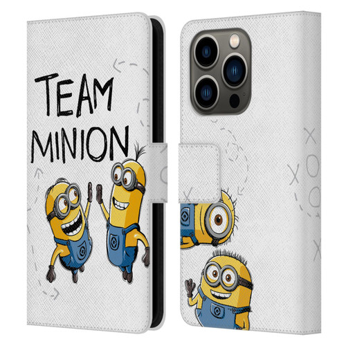 Despicable Me Minion Graphics Team High Five Leather Book Wallet Case Cover For Apple iPhone 14 Pro