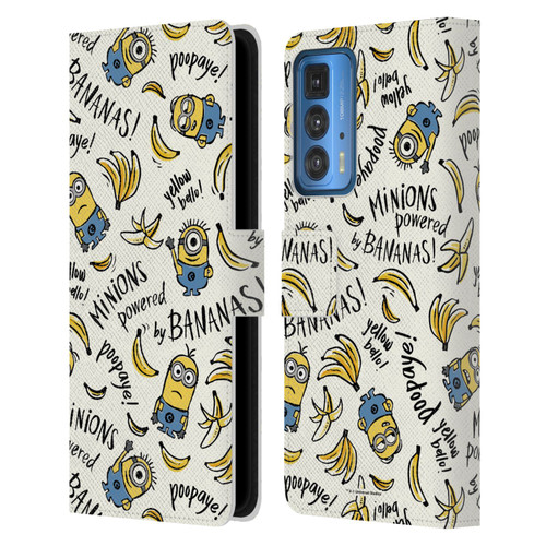 Despicable Me Minion Graphics Banana Doodle Pattern Leather Book Wallet Case Cover For Motorola Edge 20 Pro