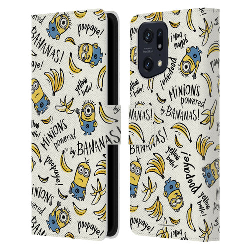 Despicable Me Minion Graphics Banana Doodle Pattern Leather Book Wallet Case Cover For OPPO Find X5