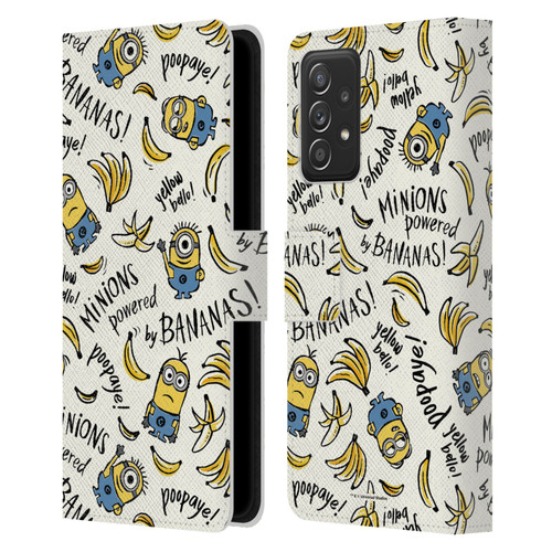 Despicable Me Minion Graphics Banana Doodle Pattern Leather Book Wallet Case Cover For Samsung Galaxy A53 5G (2022)