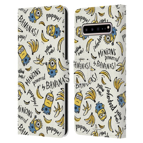 Despicable Me Minion Graphics Banana Doodle Pattern Leather Book Wallet Case Cover For Samsung Galaxy S10 5G