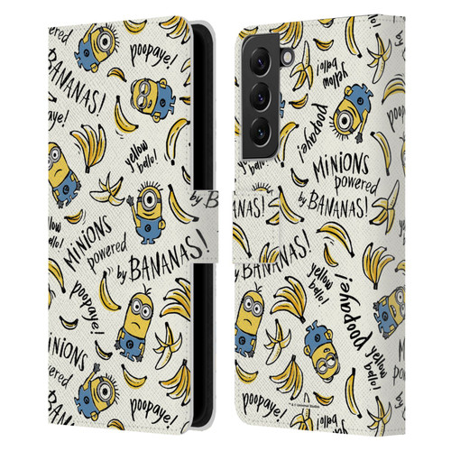 Despicable Me Minion Graphics Banana Doodle Pattern Leather Book Wallet Case Cover For Samsung Galaxy S22+ 5G