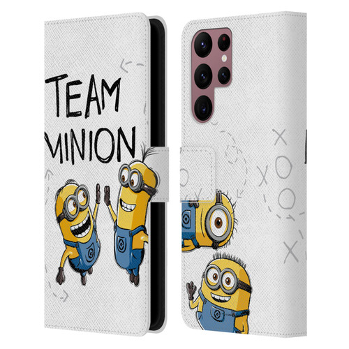 Despicable Me Minion Graphics Team High Five Leather Book Wallet Case Cover For Samsung Galaxy S22 Ultra 5G