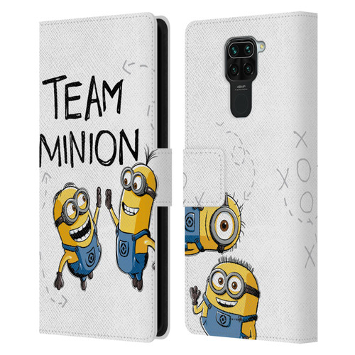 Despicable Me Minion Graphics Team High Five Leather Book Wallet Case Cover For Xiaomi Redmi Note 9 / Redmi 10X 4G