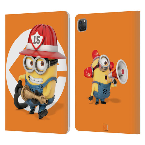 Despicable Me Minions Bob Fireman Costume Leather Book Wallet Case Cover For Apple iPad Pro 11 2020 / 2021 / 2022
