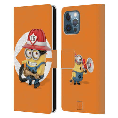 Despicable Me Minions Bob Fireman Costume Leather Book Wallet Case Cover For Apple iPhone 12 Pro Max