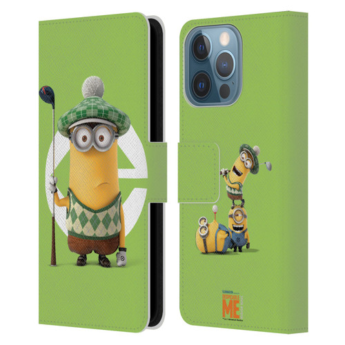 Despicable Me Minions Kevin Golfer Costume Leather Book Wallet Case Cover For Apple iPhone 13 Pro