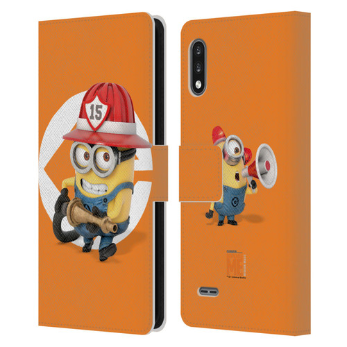 Despicable Me Minions Bob Fireman Costume Leather Book Wallet Case Cover For LG K22
