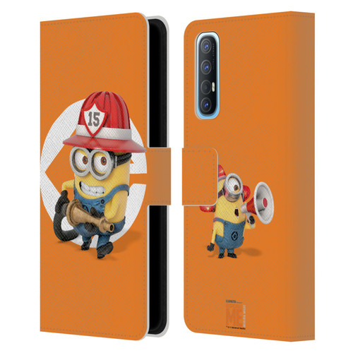 Despicable Me Minions Bob Fireman Costume Leather Book Wallet Case Cover For OPPO Find X2 Neo 5G