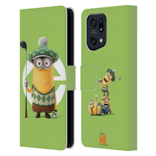 Despicable Me Minions Kevin Golfer Costume Leather Book Wallet Case Cover For OPPO Find X5 Pro