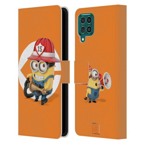 Despicable Me Minions Bob Fireman Costume Leather Book Wallet Case Cover For Samsung Galaxy F62 (2021)