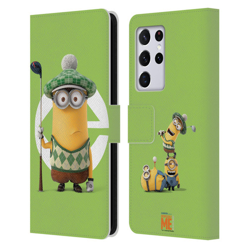 Despicable Me Minions Kevin Golfer Costume Leather Book Wallet Case Cover For Samsung Galaxy S21 Ultra 5G
