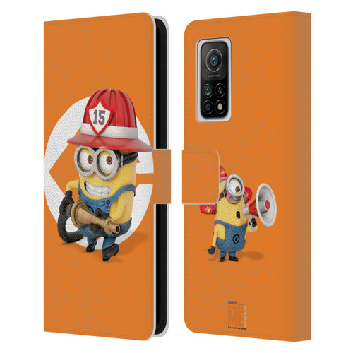 Despicable Me Minions Bob Fireman Costume Leather Book Wallet Case Cover For Xiaomi Mi 10T 5G