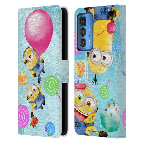 Despicable Me Watercolour Minions Bob And Stuart Bubble Leather Book Wallet Case Cover For Motorola Edge 20 Pro