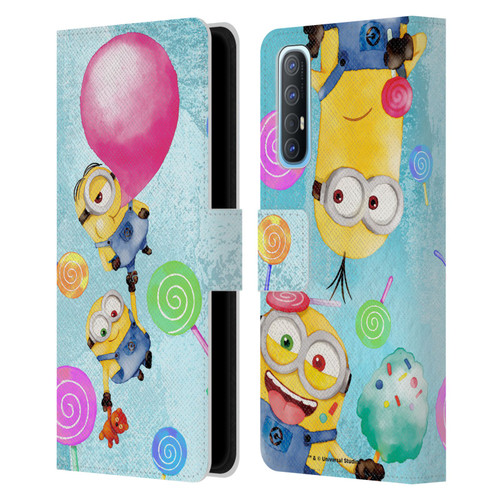 Despicable Me Watercolour Minions Bob And Stuart Bubble Leather Book Wallet Case Cover For OPPO Find X2 Neo 5G