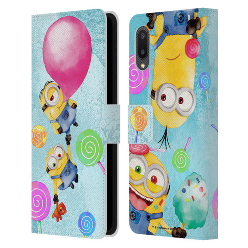 Despicable Me Watercolour Minions Bob And Stuart Bubble Leather Book Wallet Case Cover For Samsung Galaxy A02/M02 (2021)