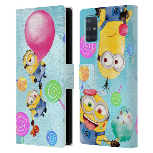 Despicable Me Watercolour Minions Bob And Stuart Bubble Leather Book Wallet Case Cover For Samsung Galaxy A51 (2019)