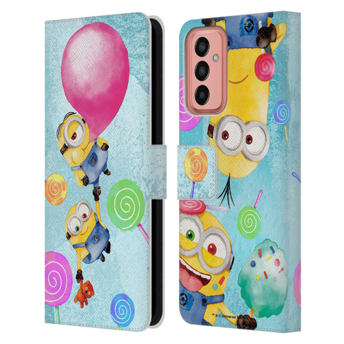 Despicable Me Watercolour Minions Bob And Stuart Bubble Leather Book Wallet Case Cover For Samsung Galaxy M13 (2022)