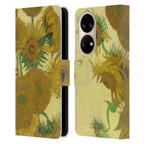 The National Gallery Art Sunflowers Leather Book Wallet Case Cover For Huawei P50