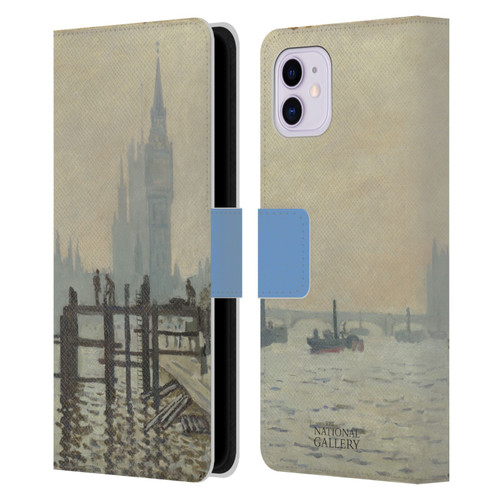 The National Gallery Art Monet Thames Leather Book Wallet Case Cover For Apple iPhone 11