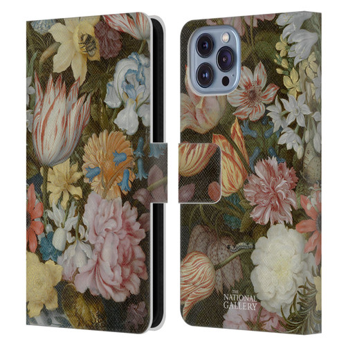 The National Gallery Art A Still Life Of Flowers In A Wan-Li Vase Leather Book Wallet Case Cover For Apple iPhone 14