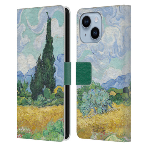The National Gallery Art A Wheatfield With Cypresses Leather Book Wallet Case Cover For Apple iPhone 14 Plus