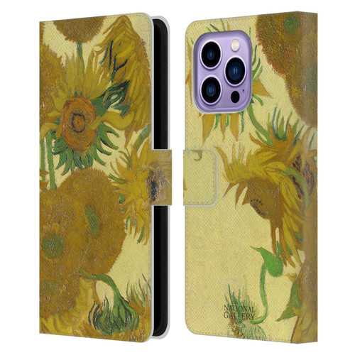 The National Gallery Art Sunflowers Leather Book Wallet Case Cover For Apple iPhone 14 Pro Max