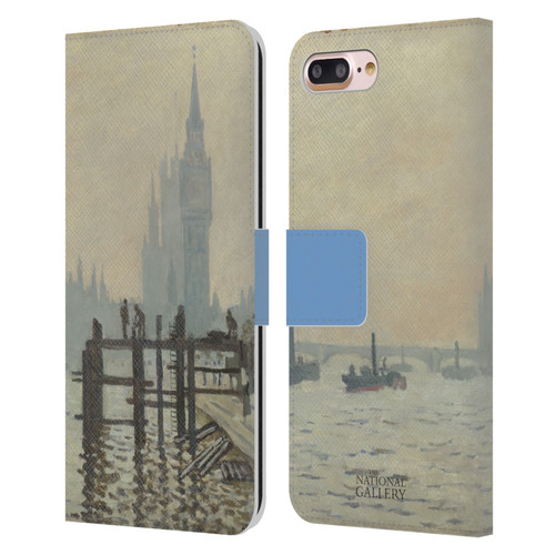 The National Gallery Art Monet Thames Leather Book Wallet Case Cover For Apple iPhone 7 Plus / iPhone 8 Plus
